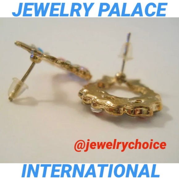 🆕Golden Multicolor Wreath Crystal Stud Earrings - Picture 8 of 8